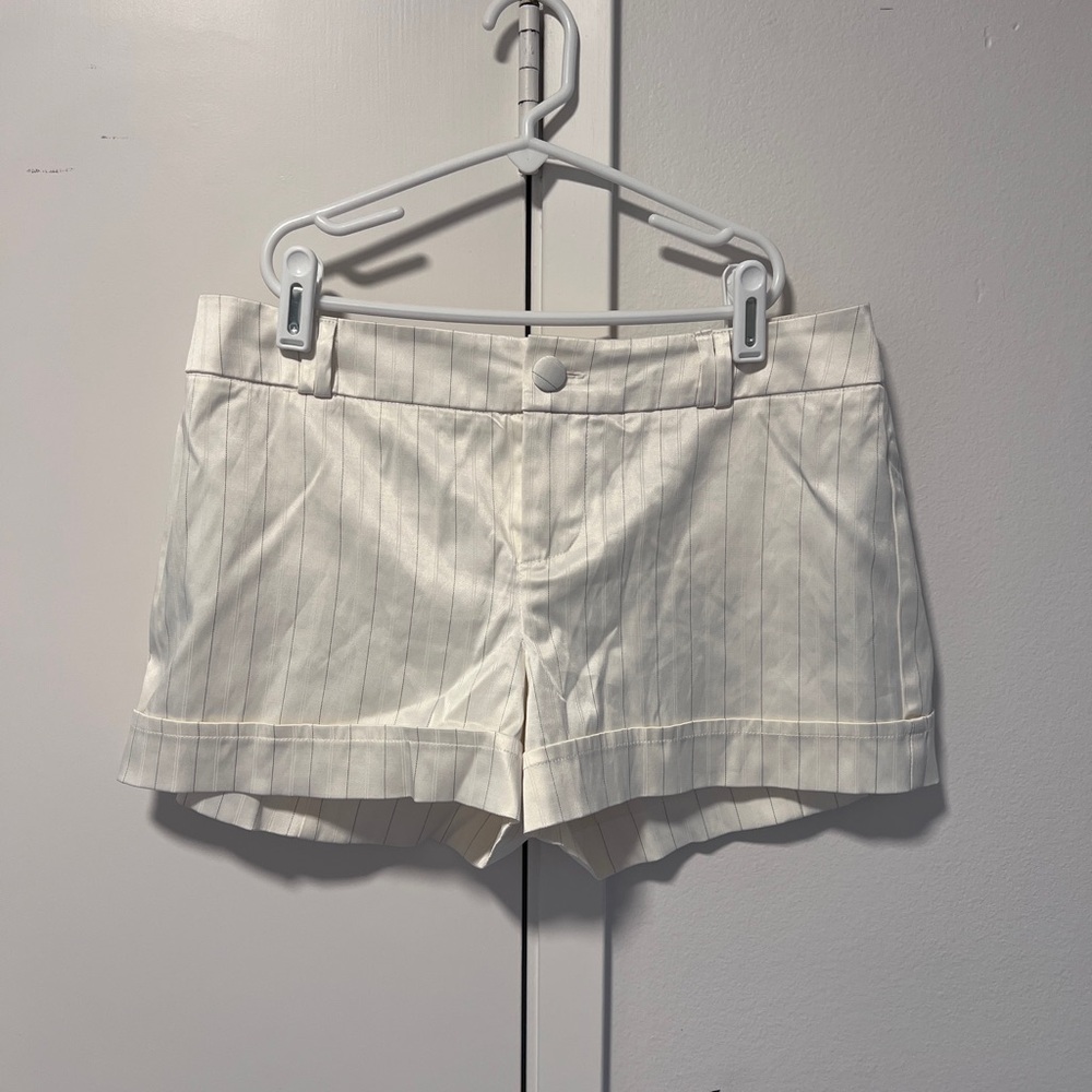 Forever 21 Cream Pinstripe High Waist Shorts